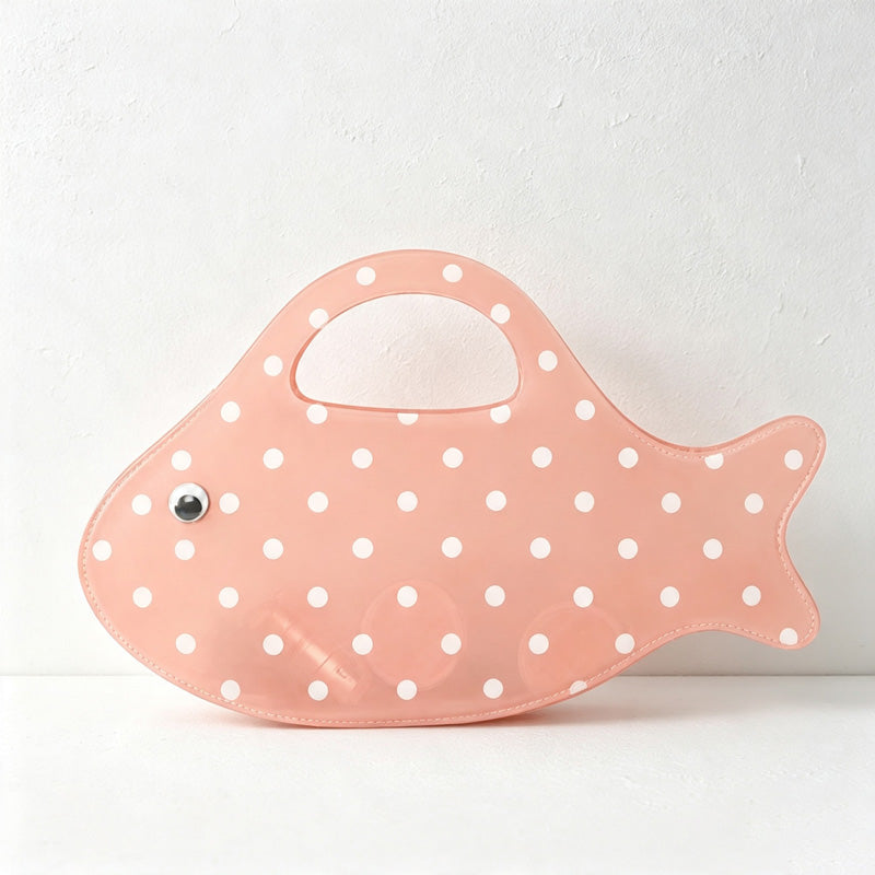 CloudNook Fish‑Shaped Tote‑Polka Dot PVC Hand Bag