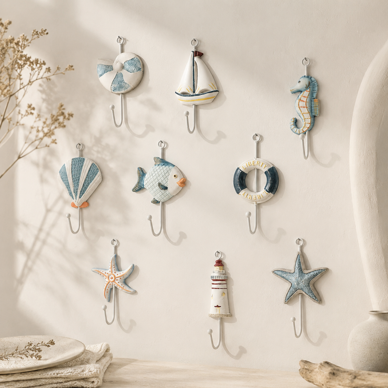 CouldNook Nautical Wall Hook - Nine Coastal Character Designs