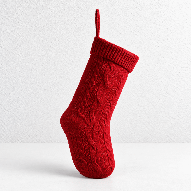 CouldNook Cable Knit Christmas Stocking - Ribbed Foldover Cuff