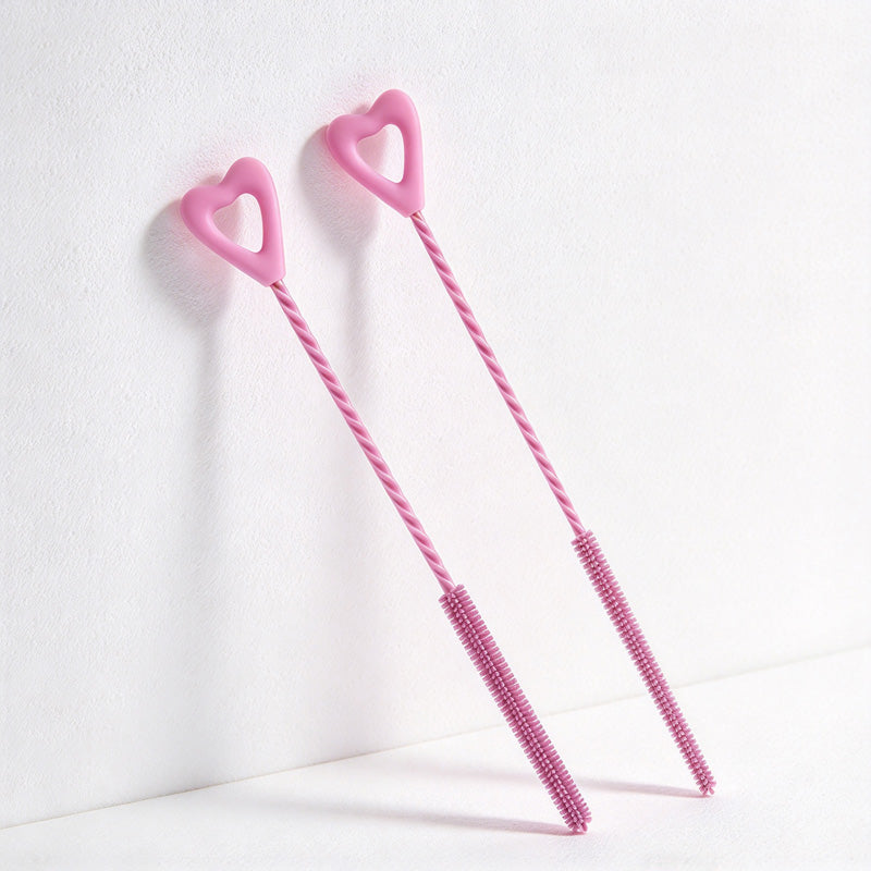CouldNook Heart Straw Cleaning Brush - Twisted Shaft And Silicone Bristles