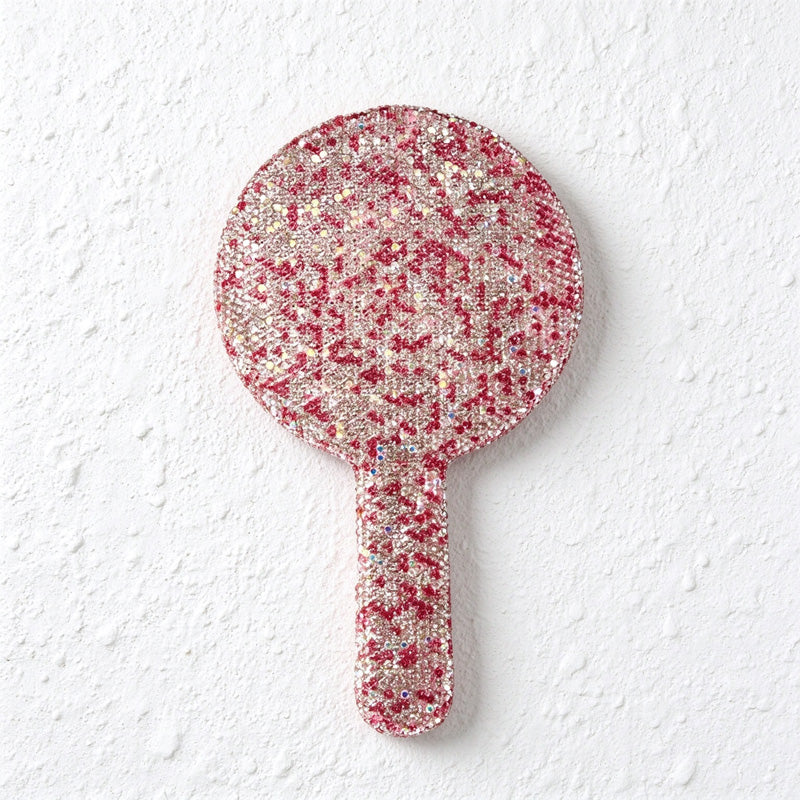 Rhinestone Hand Mirror in Round Heart and Square Designs