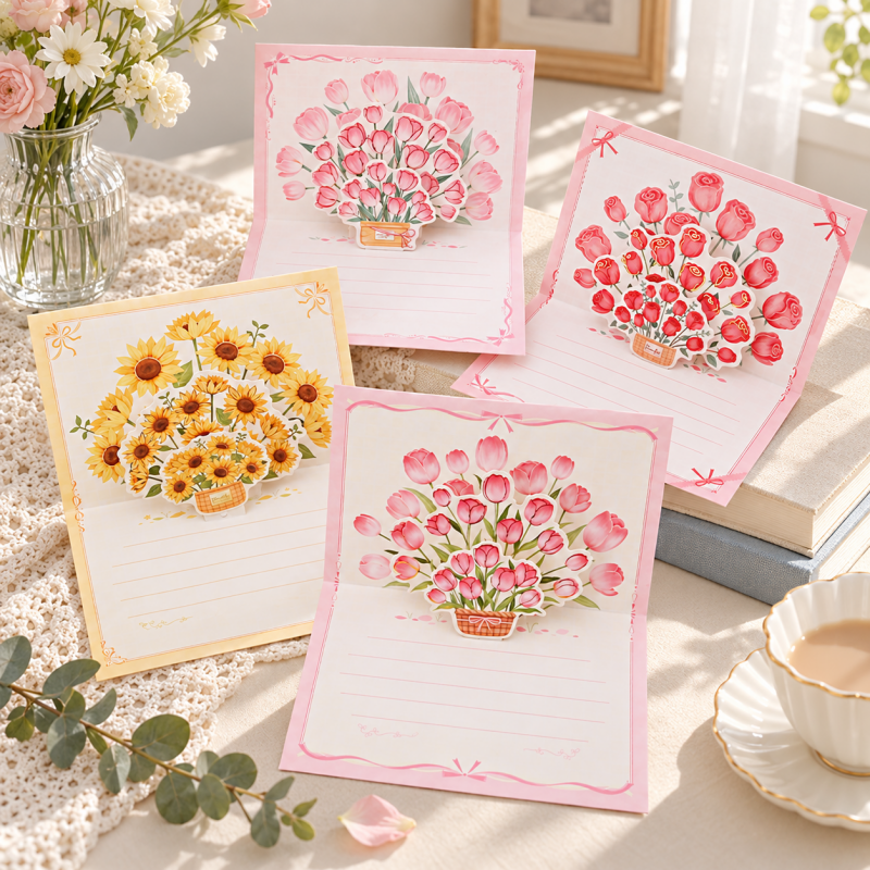 CouldNook Bouquet Greeting Card - Raised Floral Illustrations and Lined Message Panel