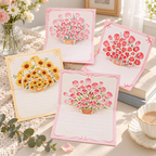 CouldNook Bouquet Greeting Card - Raised Floral Illustrations and Lined Message Panel