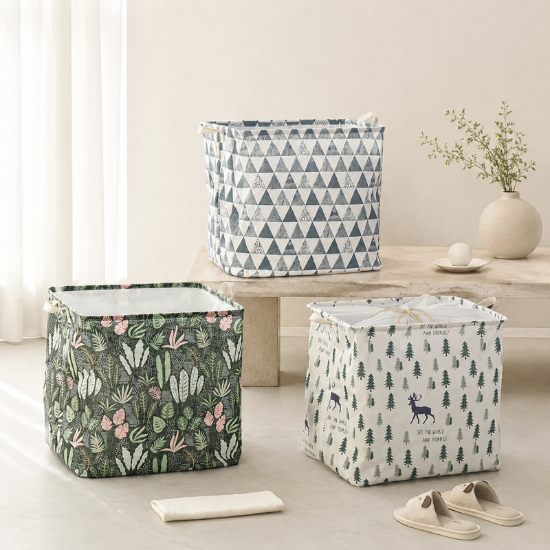 CouldNook Printed Laundry Hamper - Tall Foldable Storage Form