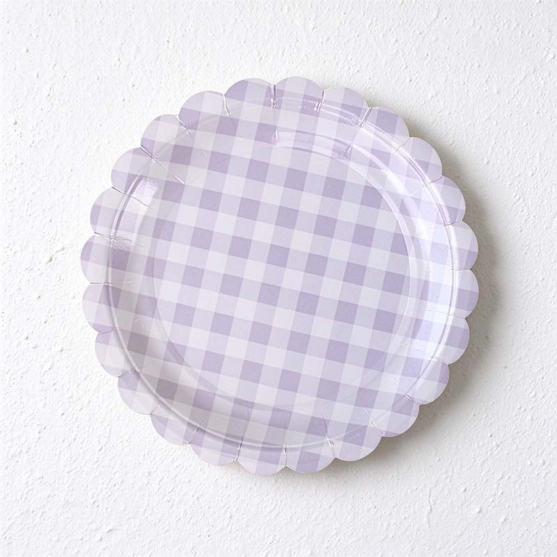 CouldNook Scalloped Paper Plates - Gingham Checks Or Colored Borders