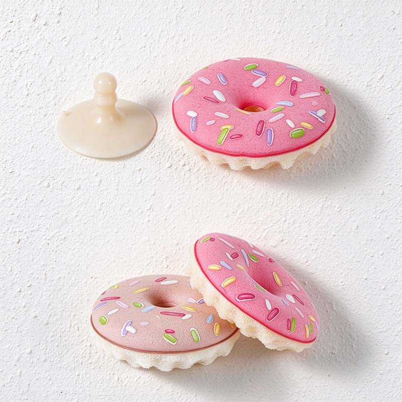 CouldNook Donut Dish Sponge - Printed Icing Face And Suction Holder Options