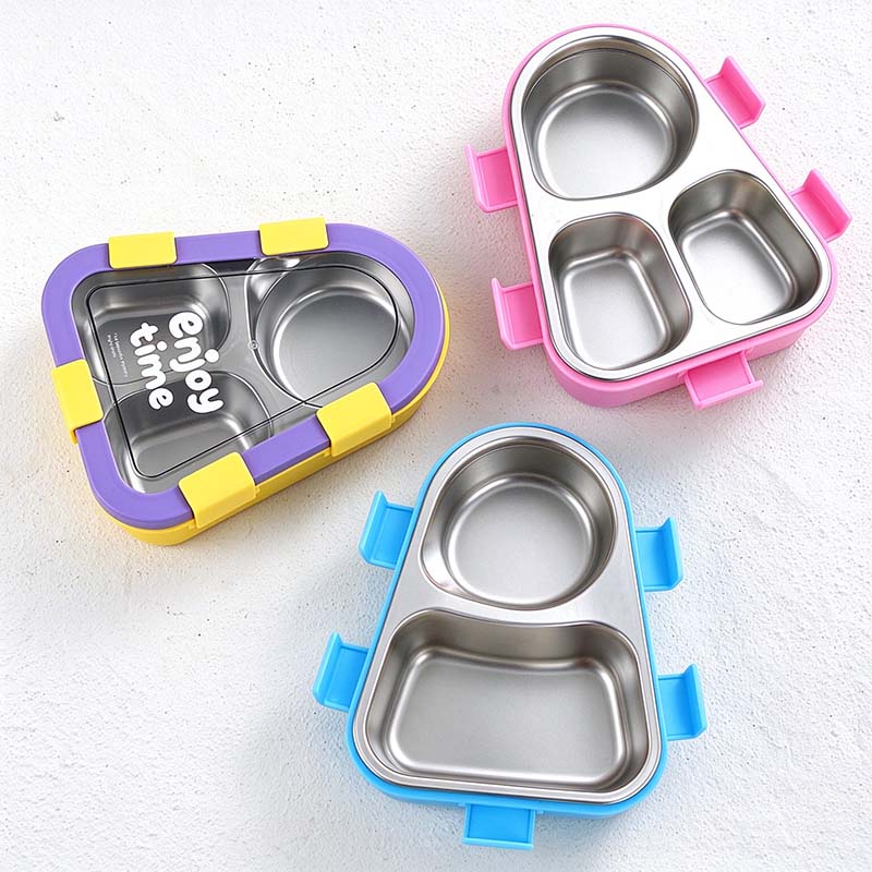 CouldNook Rounded Triangle Lunch Box - Divided Insert and Bright Clip Details
