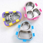 CouldNook Rounded Triangle Lunch Box - Divided Insert and Bright Clip Details