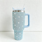 CouldNook 40oz Rhinestone Tumbler-Stainless Steel Vacuum Insulated Ice Tumbler with Handle & Straw