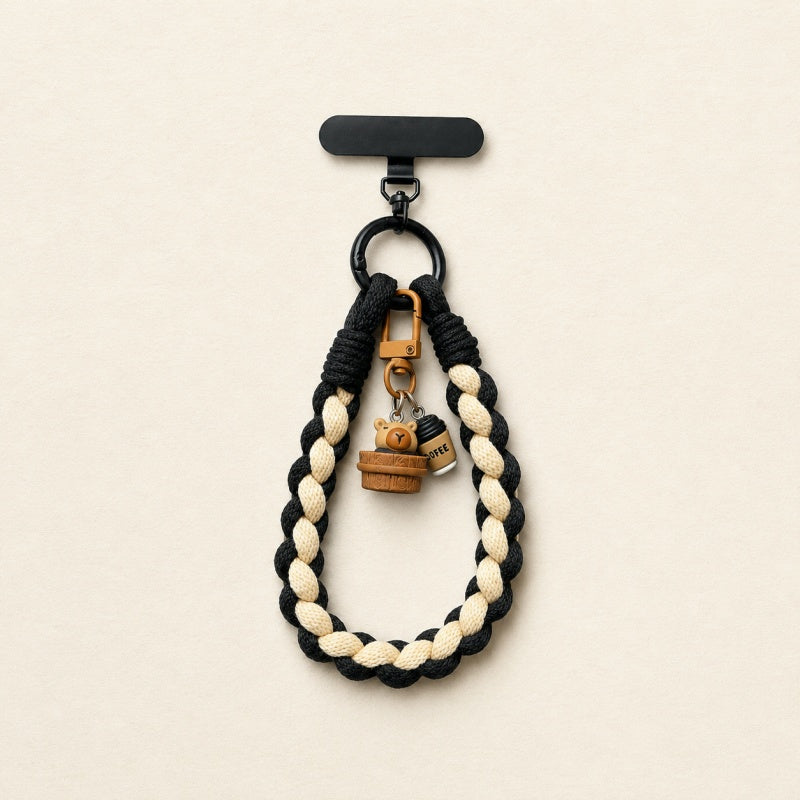CouldNook Braided Bear Coffee Phone Lanyard - Snap Hook