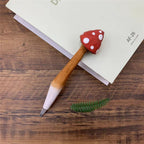 CouldNook Carved Mushroom Pen - Painted Cap And Faceted Wooden Stem