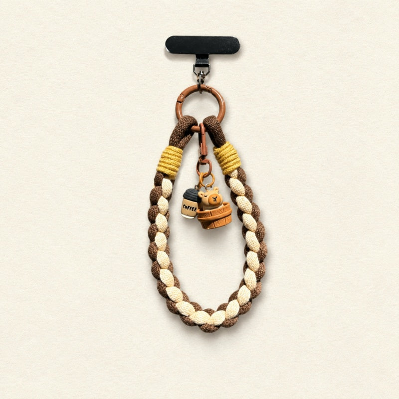 CouldNook Braided Bear Coffee Phone Lanyard - Snap Hook