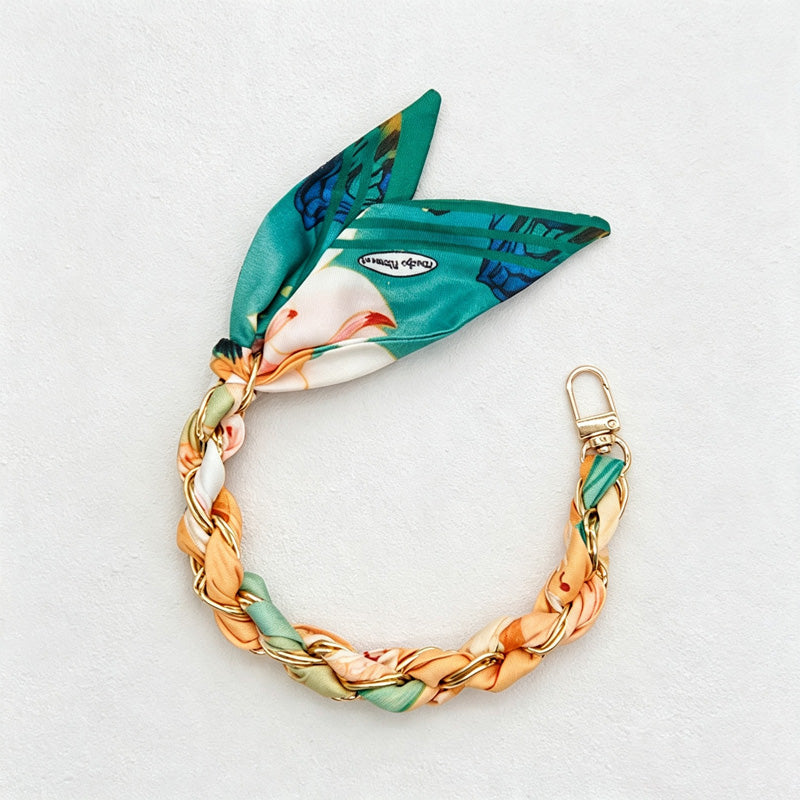 CloudNook Silk Scarf Phone Wrist Strap‑Braided Anti‑Lost Lanyard