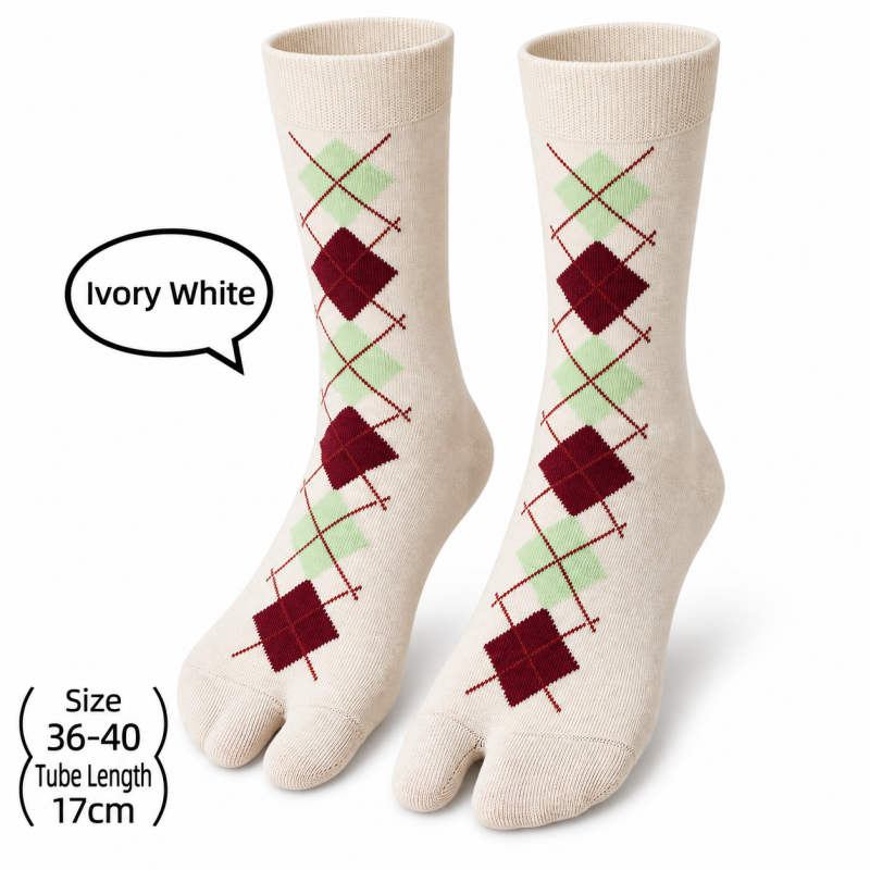CouldNook Argyle Split-Toe Socks - Diamond Pattern