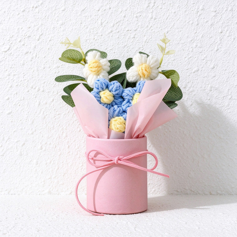 Crochet Flower Arrangement in Pink Display Base
