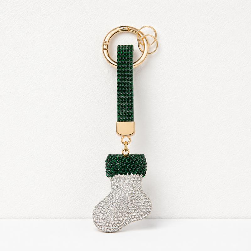CouldNook Christmas Rhinestone Keychain - Festive Snowman Charm