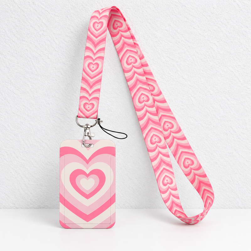 Heart Badge Holder - Patterned Frame and Matching Lanyard