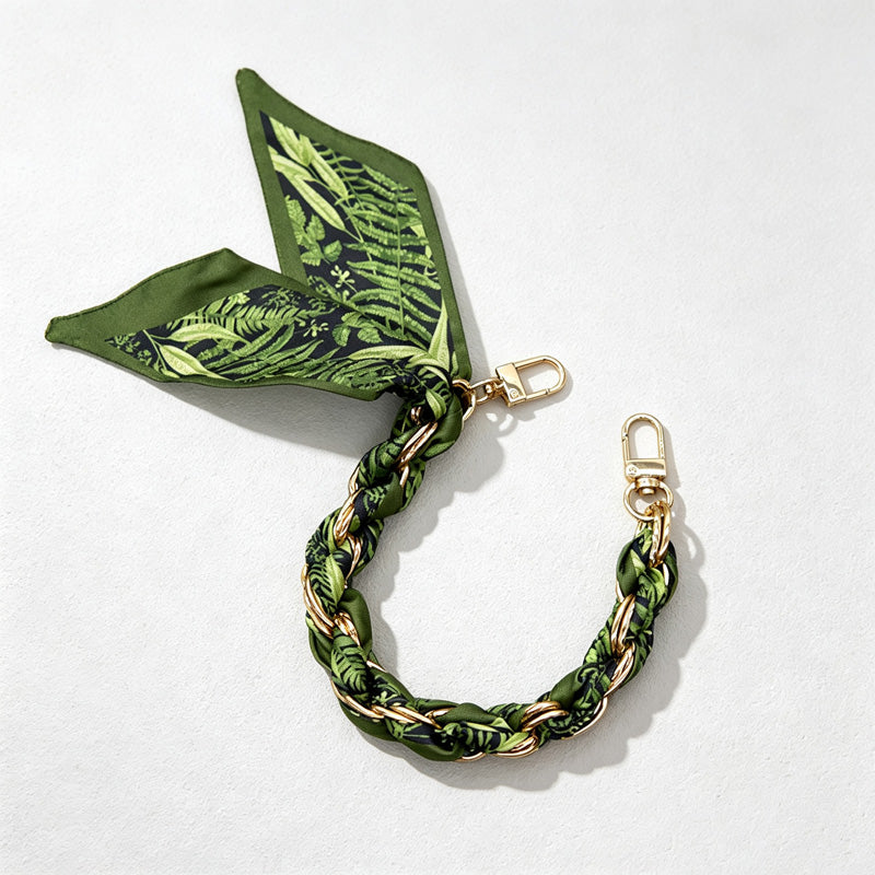 CouldNook Leaf Print Phone Wrist Strap - Braided Chain Loop