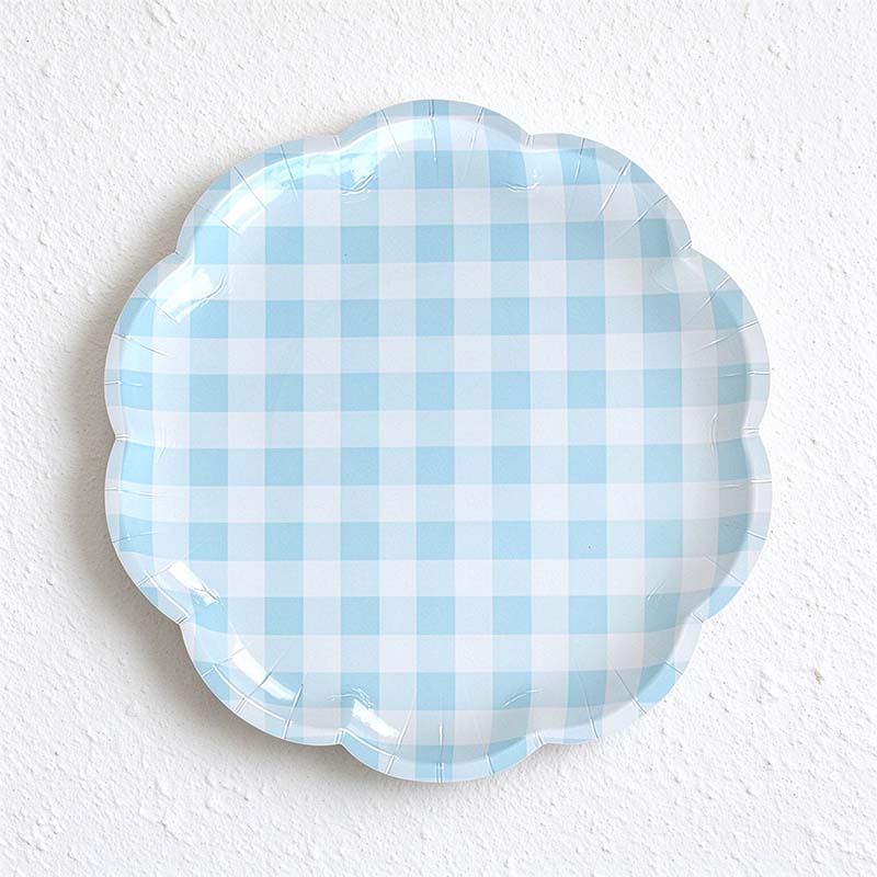 CouldNook Scalloped Paper Plates - Gingham Checks Or Colored Borders