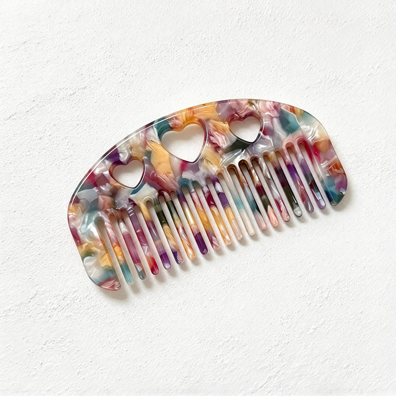 CouldNook Heart Cutout Hair Comb - Arched Acetate Design