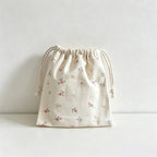 CouldNook Floral Drawstring Storage Pouch - Soft Cotton Utility Bag