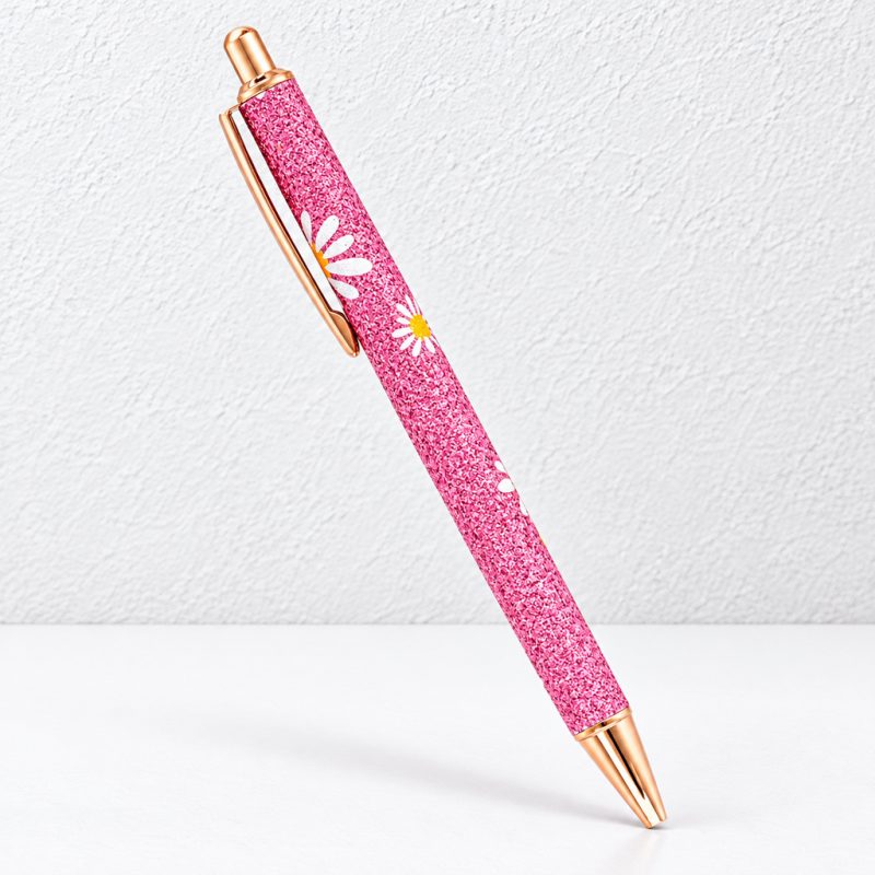 CouldNook Motif Ballpoint Pen - Glittered Hearts, Daisies and Lips