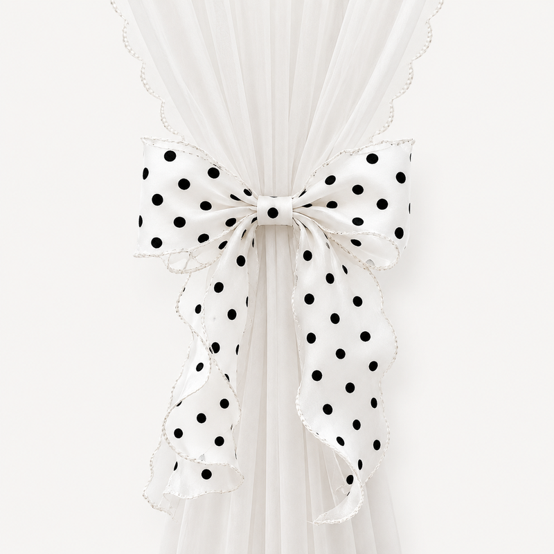 CouldNook Printed Pattern Bow Curtain Tieback 2PCS Set - Window Styling Accent
