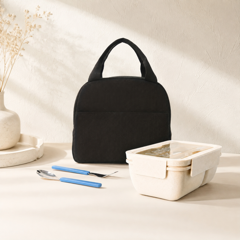 CouldNook Ribbed Lunch Bag - Rounded Top and Front Pocket