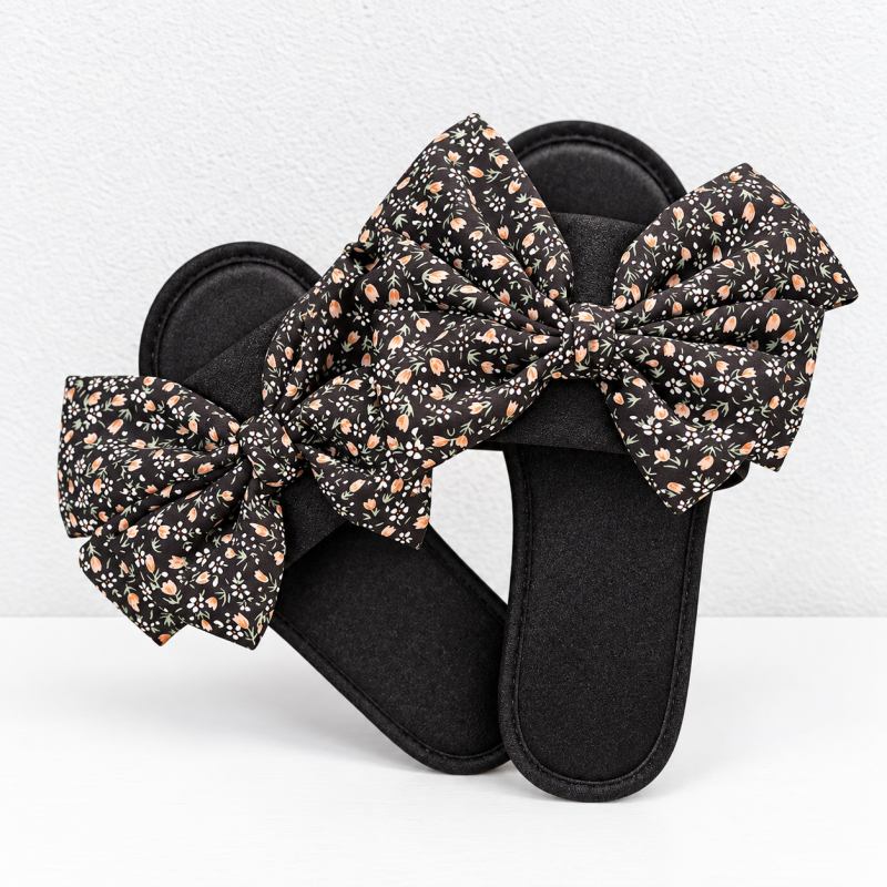 CouldNook Floral Bow Slippers - Seven Satin-Look Colors Collection
