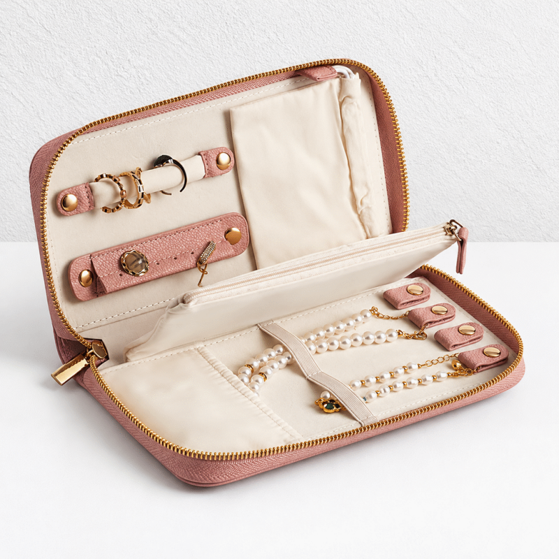 CouldNook Travel Jewelry Organizer Case - Zipper Compartments