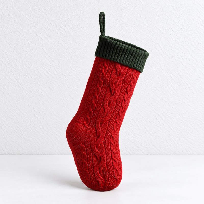 CouldNook Cable Knit Christmas Stocking - Ribbed Foldover Cuff