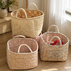 CouldNook Quilted Storage Basket - Floral Prints and Carry Handles