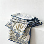 CouldNook Printed Tea Towel - Floral Blue and Brown Patterns