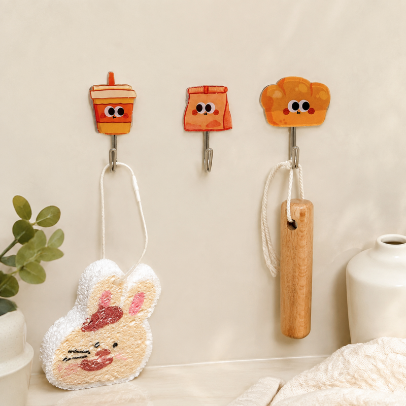 CouldNook Character Adhesive Wall Hook - Bread Shapes and Metal Hook