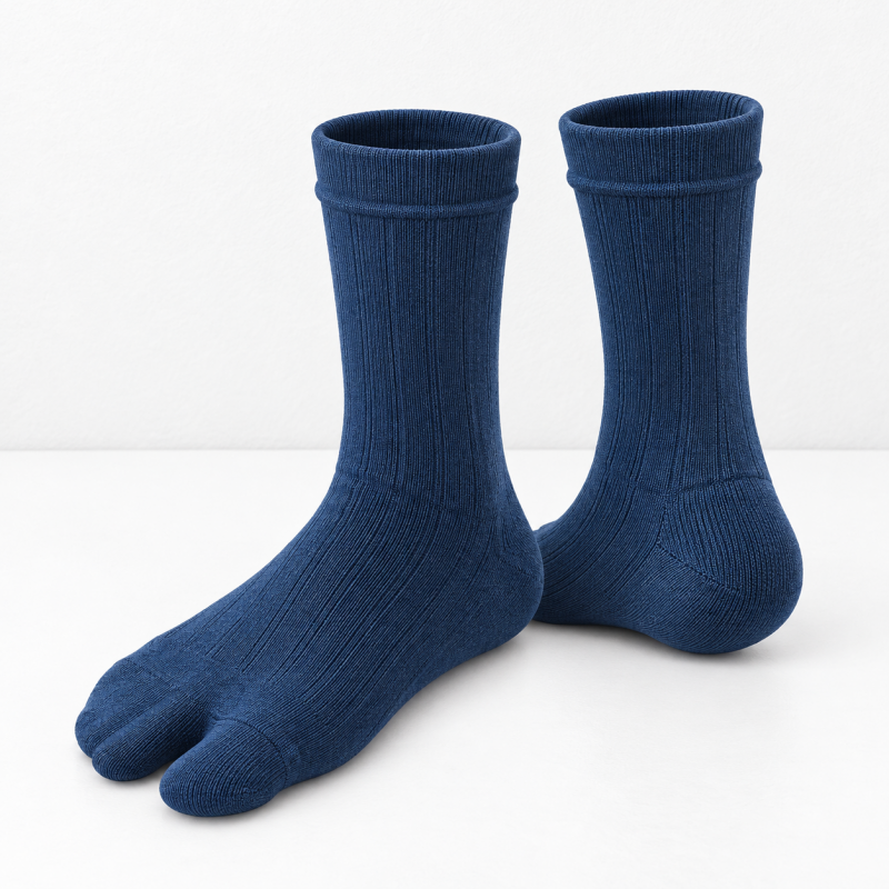 CouldNook Split-Toe Crew Socks - Double Cuff Contrast
