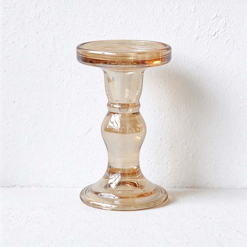 CouldNook Glass Pedestal Candle Holder - Tiered Stem And Separate Candle Options