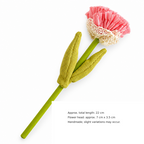 Artificial Carnation - Ruffled Petals and Paired Green Leaves
