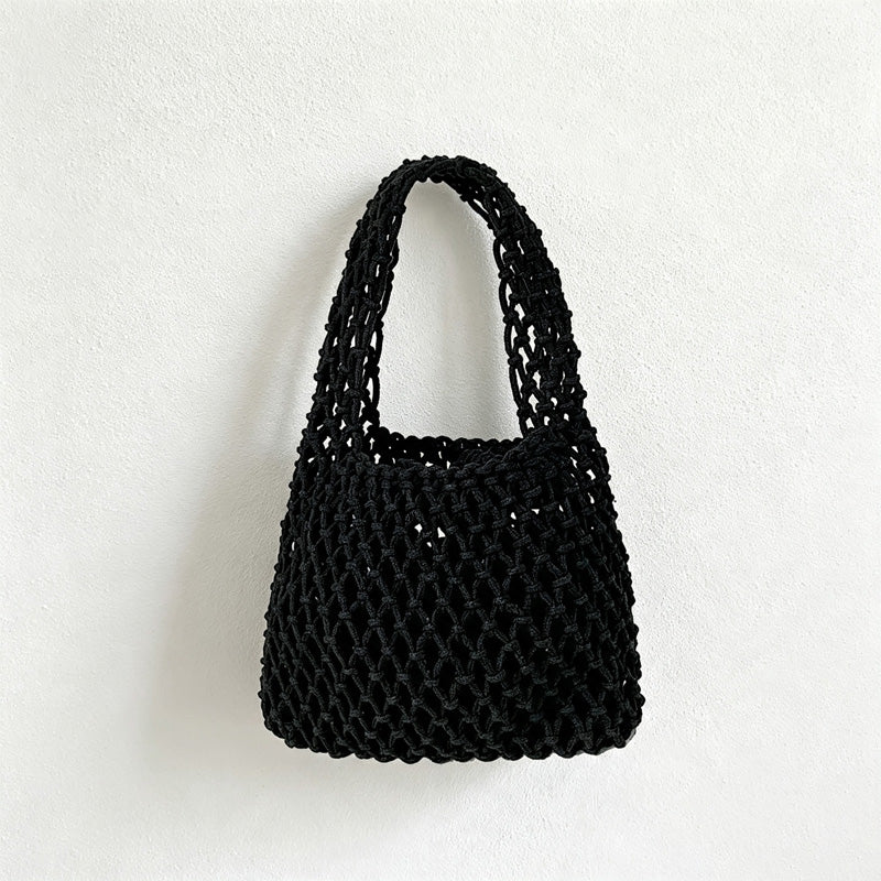 CloudNook Cotton Rope Woven Handbag‑Mesh Tote Bag