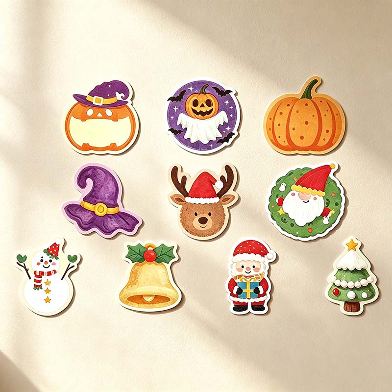 CouldNook Die-Cut Holiday Sticky Notes - Illustrated Characters and Festive Objects