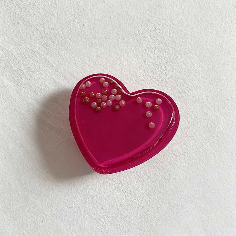 CouldNook Heart-Shaped Phone Grip Stand - Pearl-Style Decorative Center