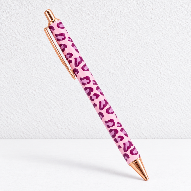 CouldNook Leopard Print Ballpoint Pen - Metal Barrel and Rose-Toned Trim