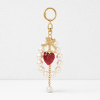 CouldNook Clear Strawberry Pearl Keychain - Bowknot Bag Pendant