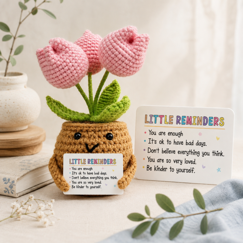 CouldNook Yarn Flower Planter Ornament - Layered Bloom Arrangement