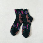 CouldNook Floral Sheer Crew Socks-Sheer Mesh Body