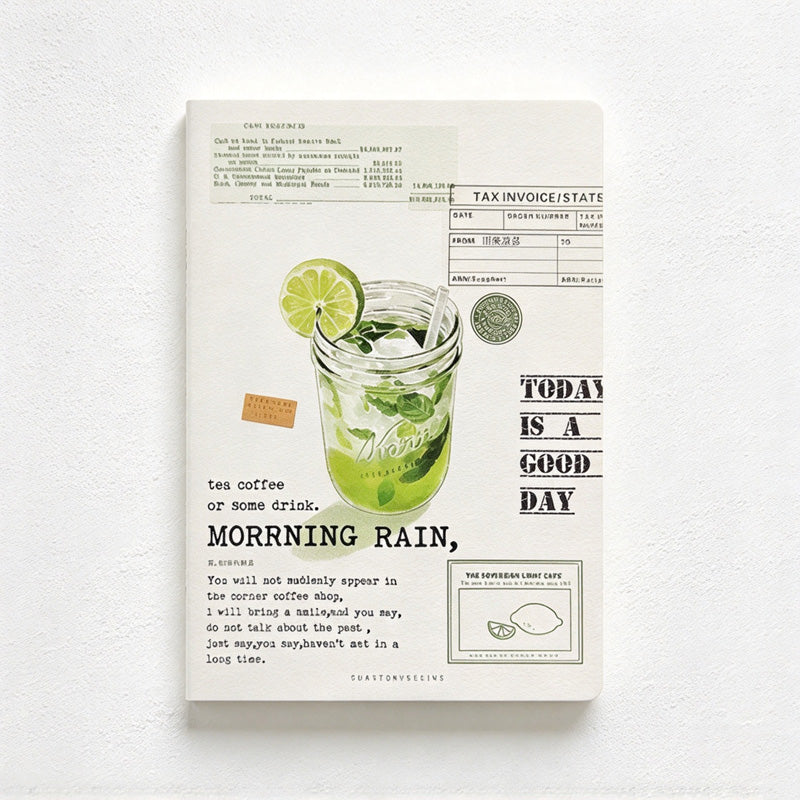 CouldNook Stitched Notebook - Food Illustrations and Lightly Ruled Writing Pages
