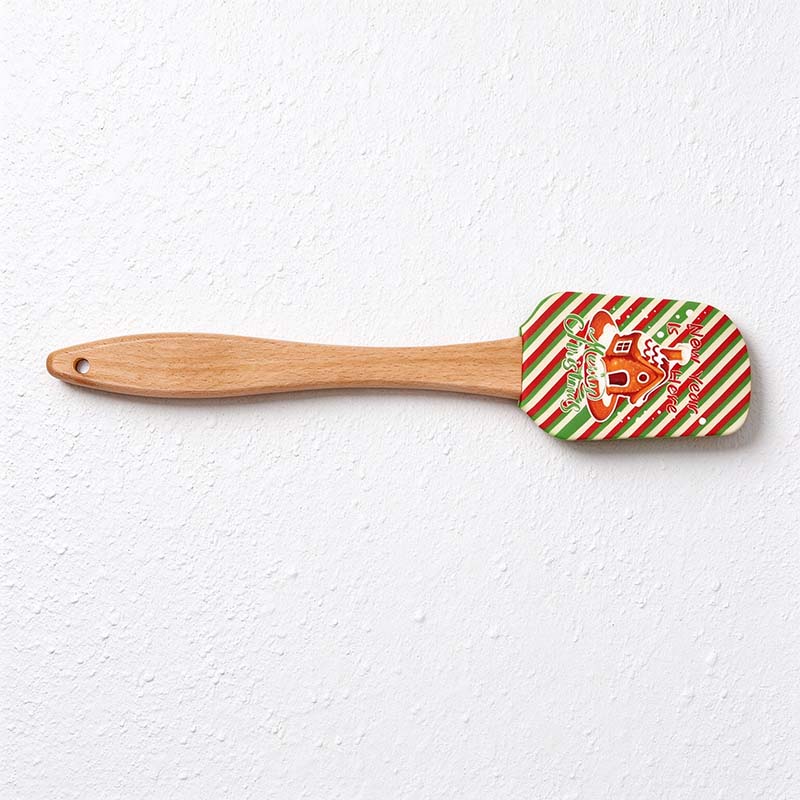 CouldNook Christmas Silicone Spatula - Printed Head and Beech Handle