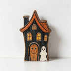 CouldNook Halloween Wooden Tabletop Block‑Ghost Black Cat Pumpkin Haunted House Decor