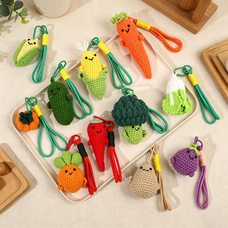 CouldNook Yarn Produce Keychain - Eight Vegetable Character Designs