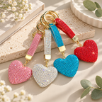 CouldNook Heart Keychain - Rhinestone-covered Shape and Matching Short Strap