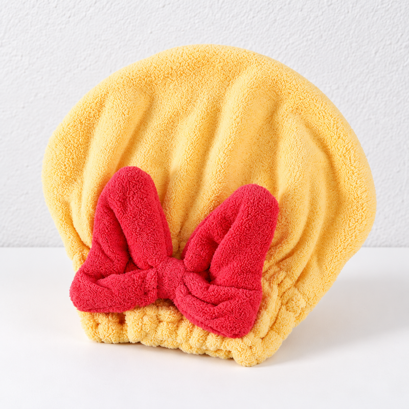 CouldNook Hair Drying Cap - Contrasting Plush Bow